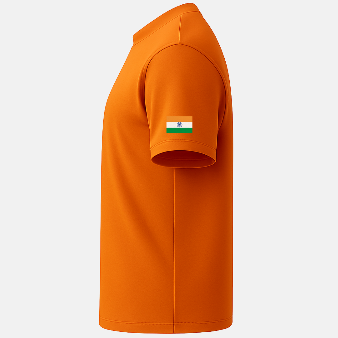 OUTFITGOAL "भारत" Tricolor Typography T-Shirt in Hindi | Stylish Tricolor Brush Print | 100% Super Combed Cotton | 180 GSM | Bio-Washed Independence Day Republic Day Wear